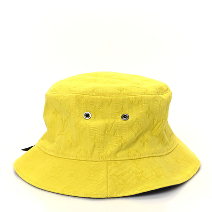 Louis Vuitton Canvas Monogram Reversible Everyday Bucket Hat 60 Blue White Yellow 11 of 13