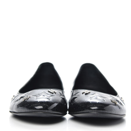Chanel Patent Glitter CC Star Embossed Ballerina Flats 38 Black 2 of 10