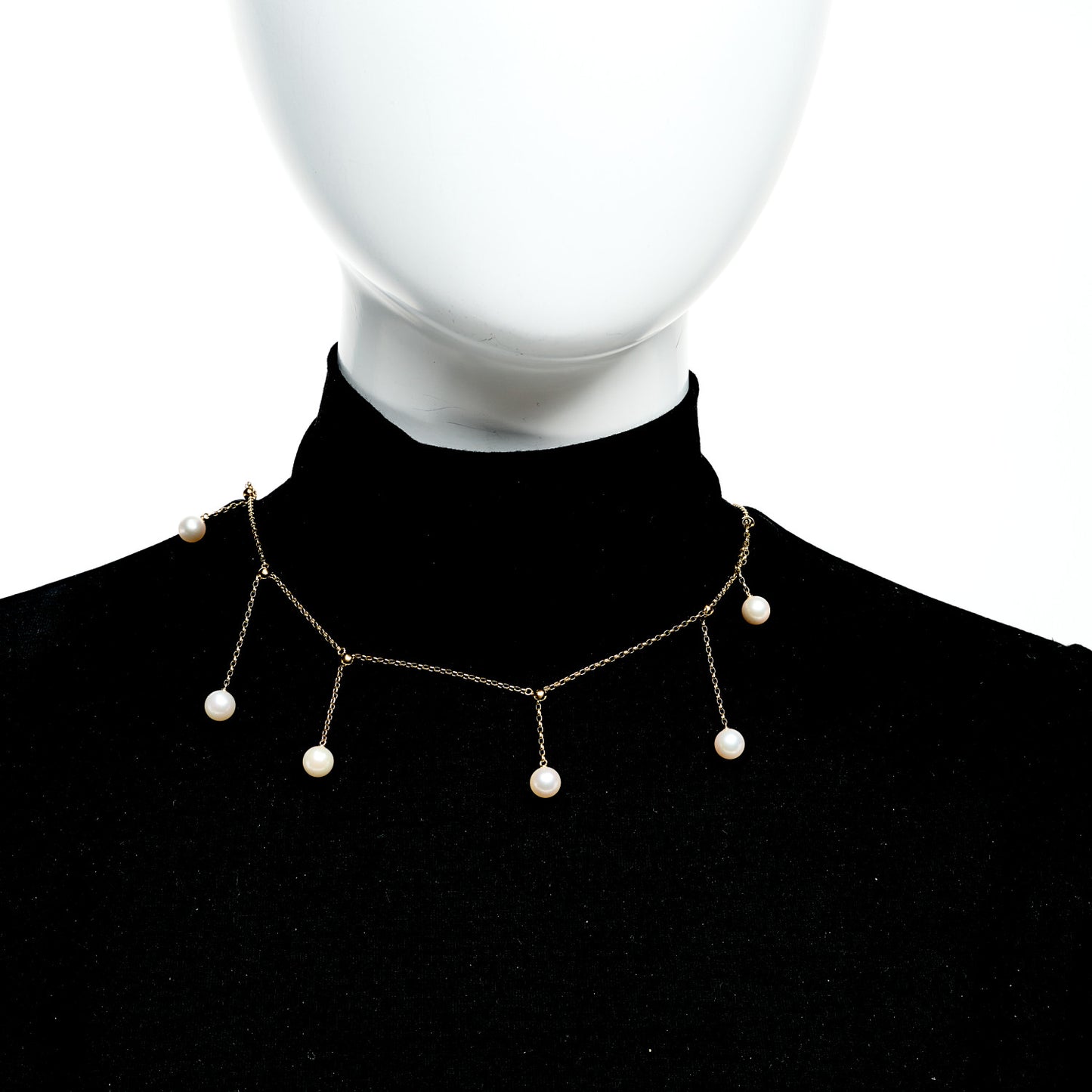18K Yellow Gold Akoya Cultured Pearl 7.5-8mm Charms Necklace