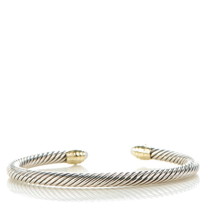 David Yurman Sterling Silver 14K Yellow Gold Pearl 5mm Cable Classics Bracelet 3 of 5