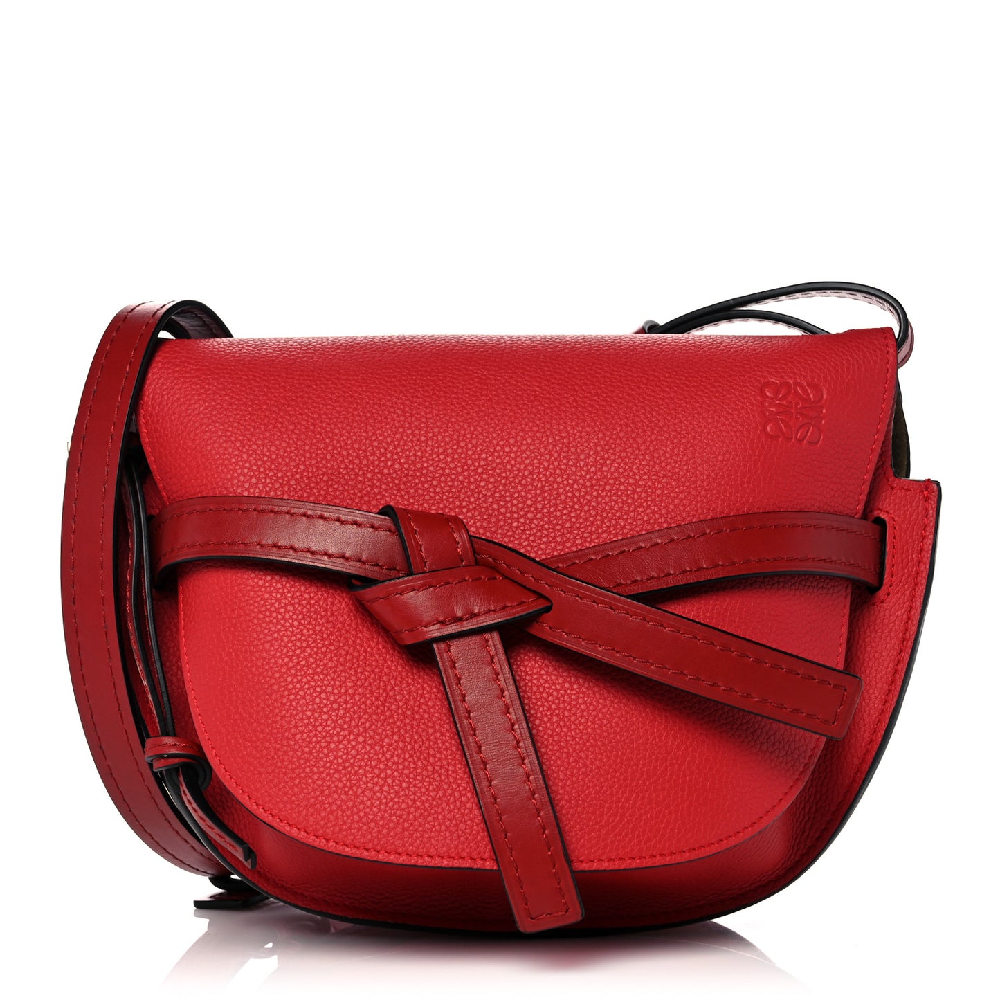 Grained Calfskin Small Gate Crossbody Bag Scarlet Burnt Red