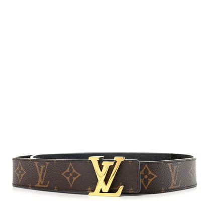 Louis Vuitton Calfskin Monogram 30mm LV Initiales Reversible Belt 85 34 Black 1 of 5