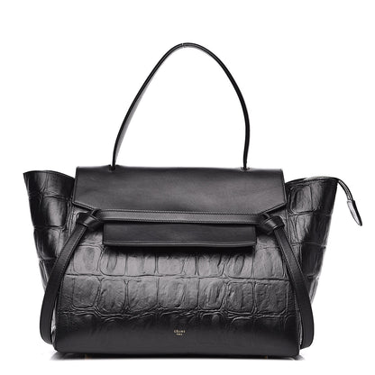 Celine Calfskin Crocodile Embossed Small Belt Bag Black 1 of 15