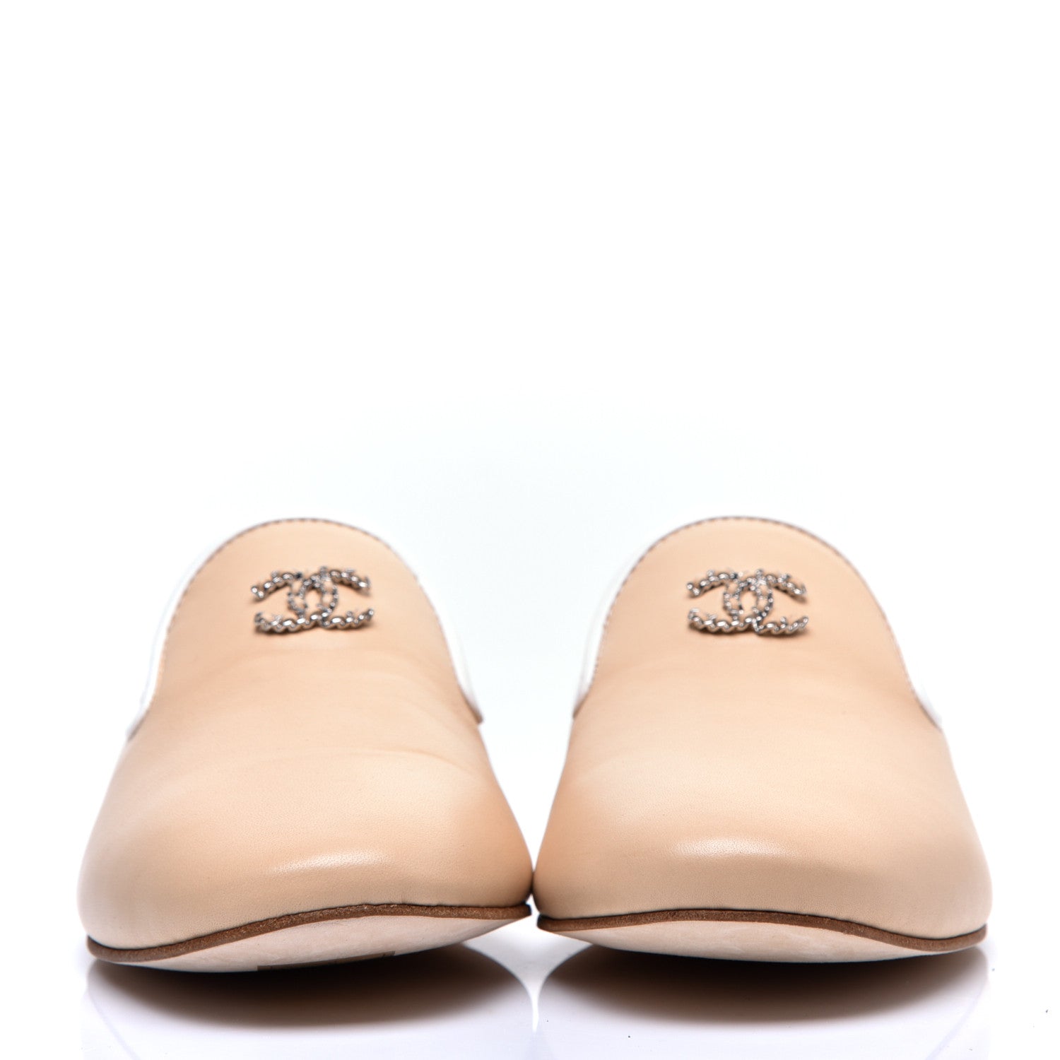 Chanel Fantasy Goatskin CC Mocassin Loafers 38 Beige White 2 of 9
