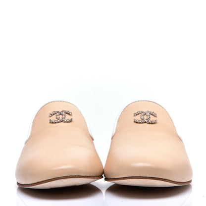 Chanel Fantasy Goatskin CC Mocassin Loafers 38 Beige White 2 of 9