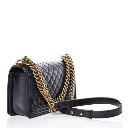 Chanel Lambskin Quilted Medium Boy Flap Dark Navy Blue 3 of 15