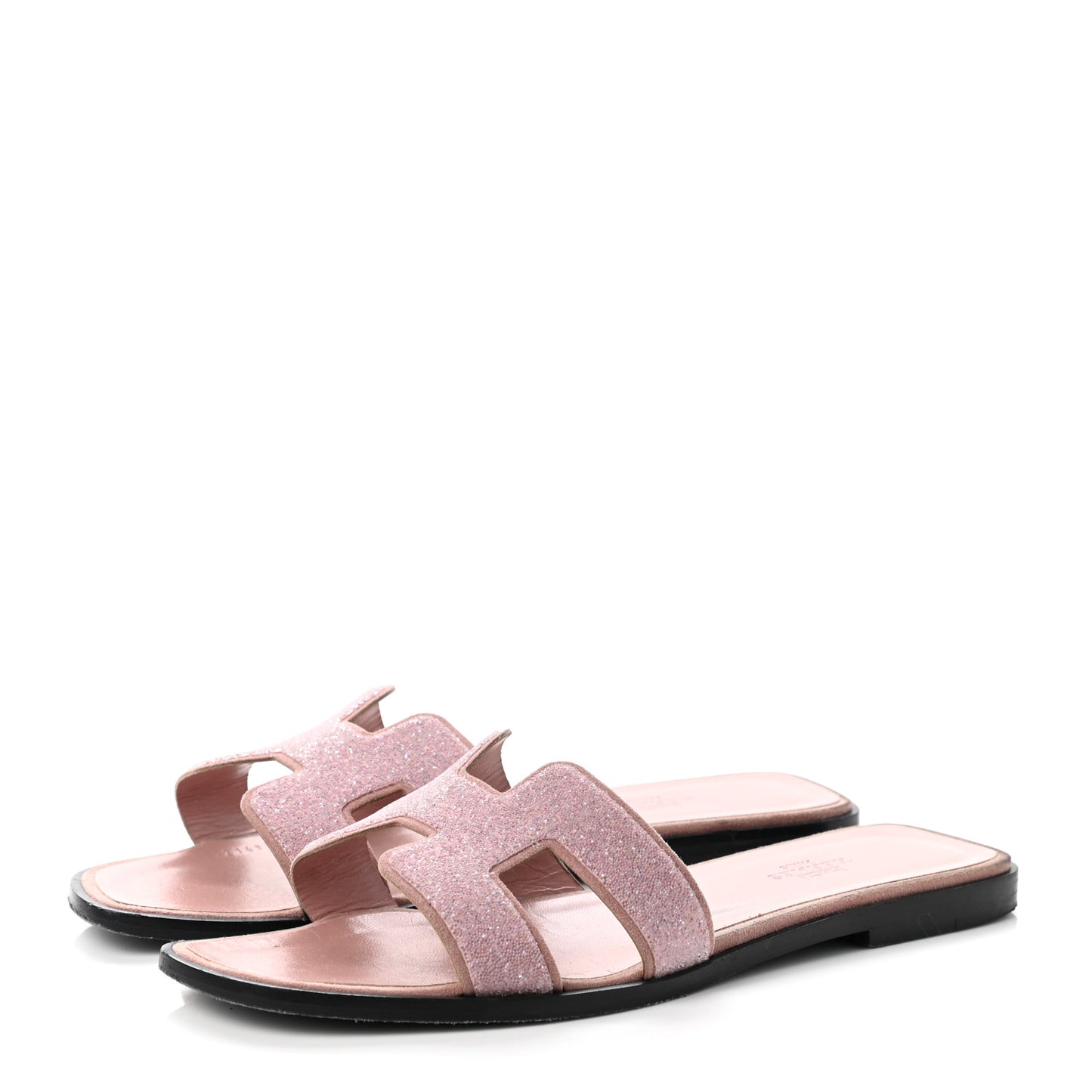 Suede Goatskin Crystal Powder Oran Sandals 38.5 Rose