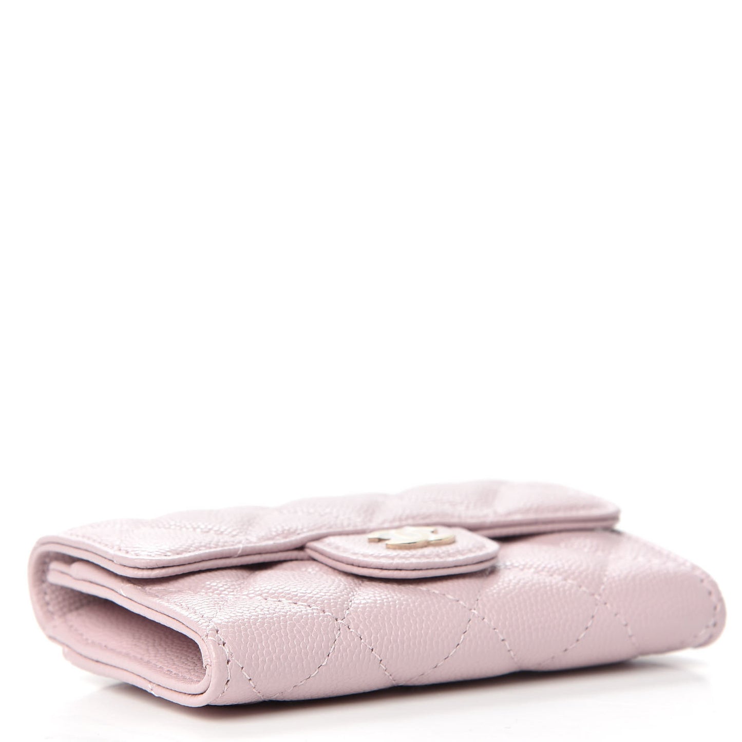 Caviar Quilted Flap Card Holder Wallet Light Pink