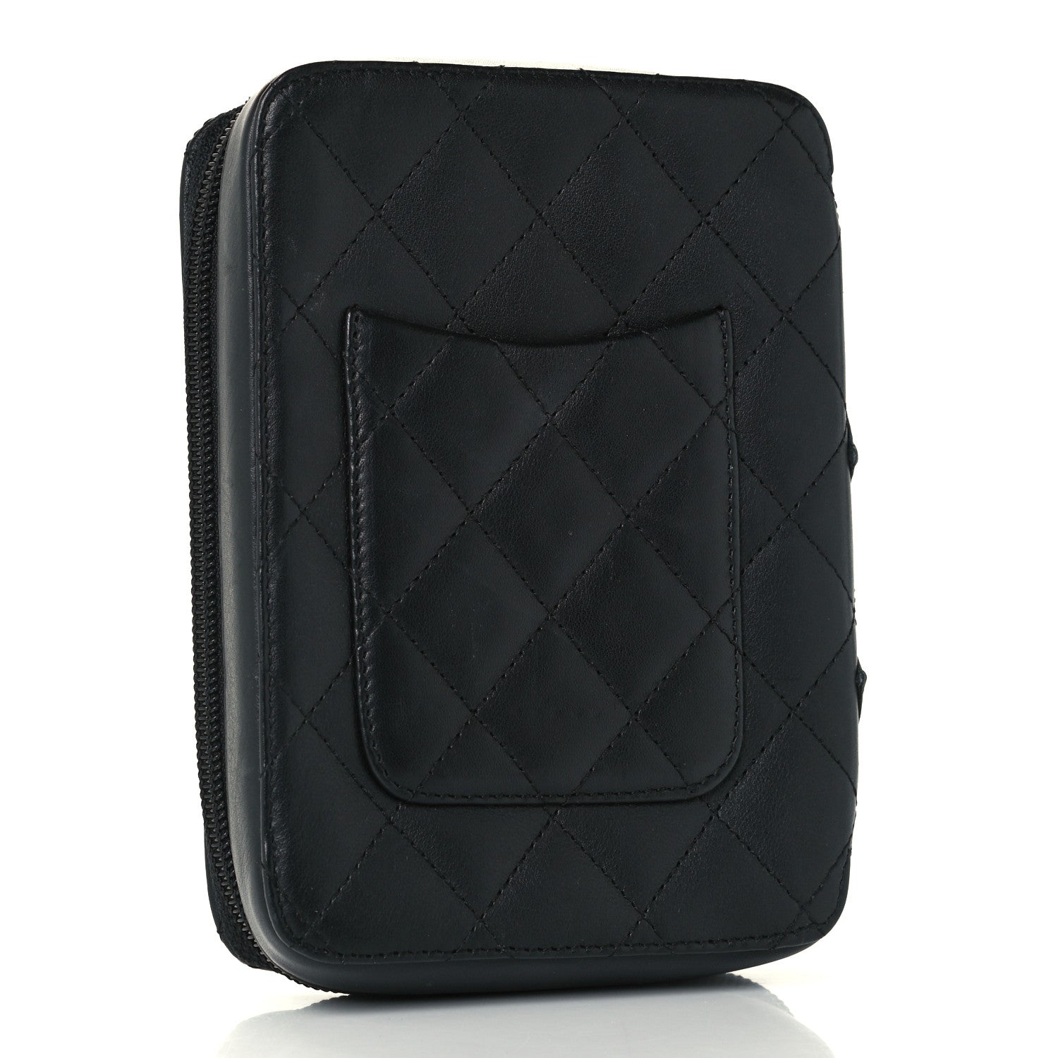 Chanel Calfskin Quilted Cambon Zip Around Cosmetic Pouch Black 3 of 9