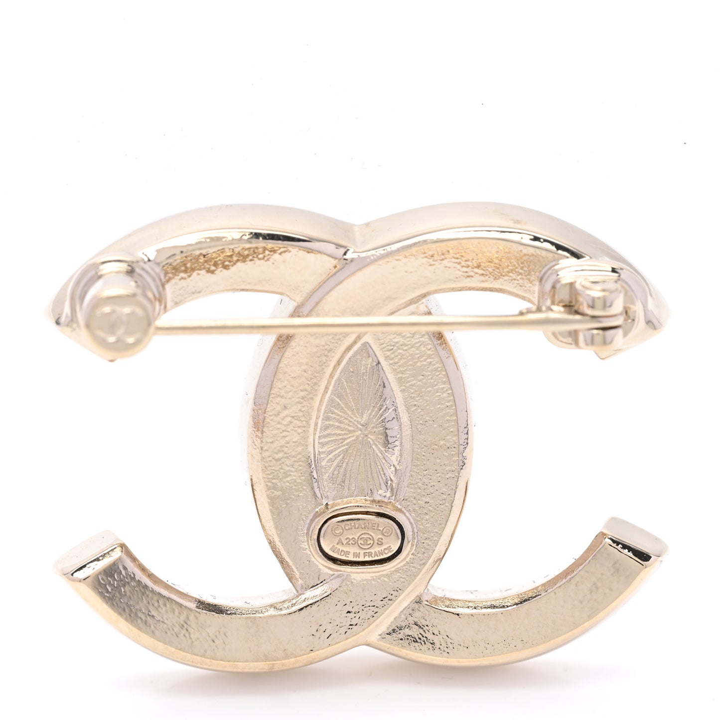Crystal CC Brooch Gold