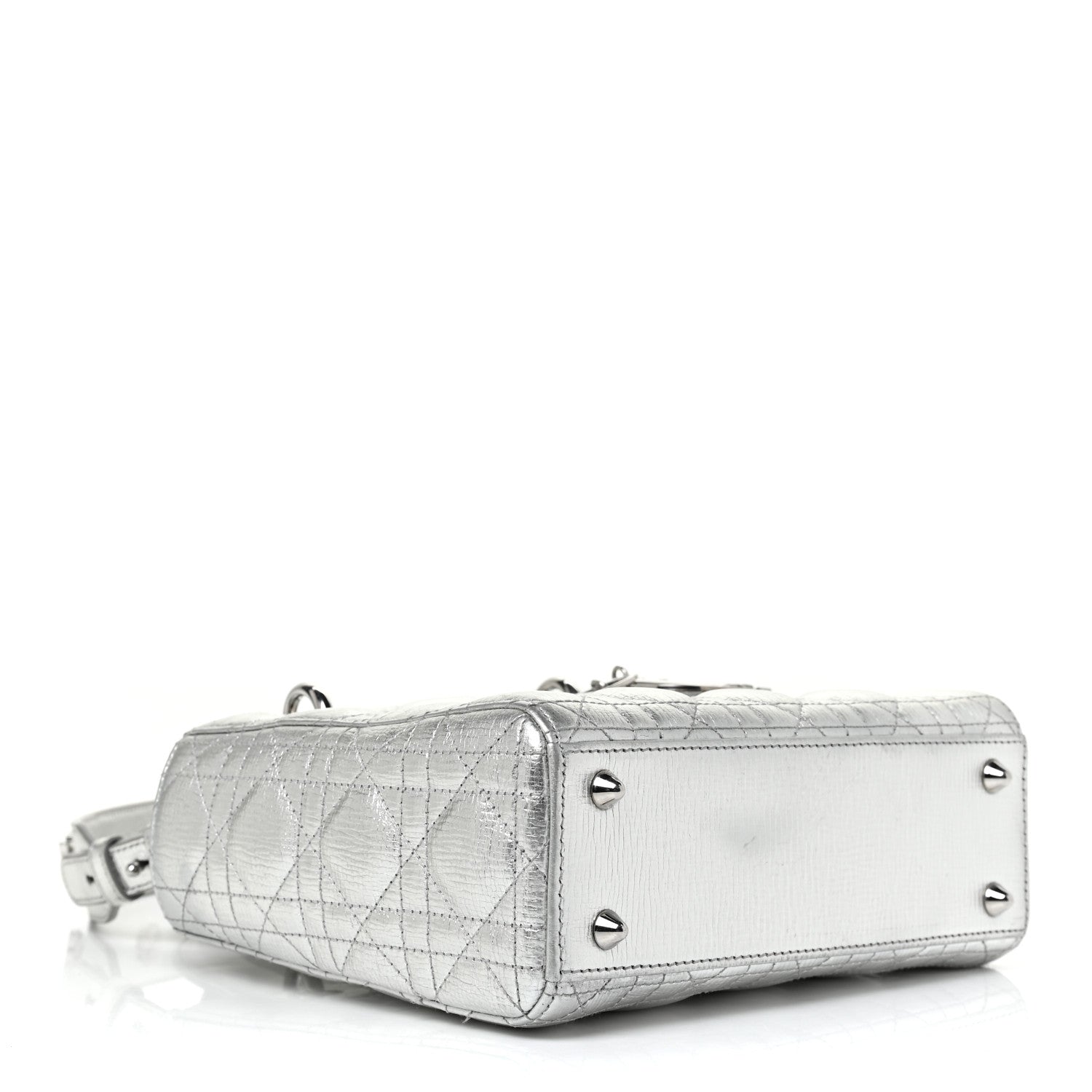 Christian Dior Metallic Grained Calfskin Cannage Small Lucky Badges My Lady Dior Silver 4 of 11