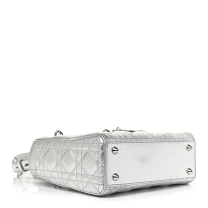 Christian Dior Metallic Grained Calfskin Cannage Small Lucky Badges My Lady Dior Silver 4 of 11