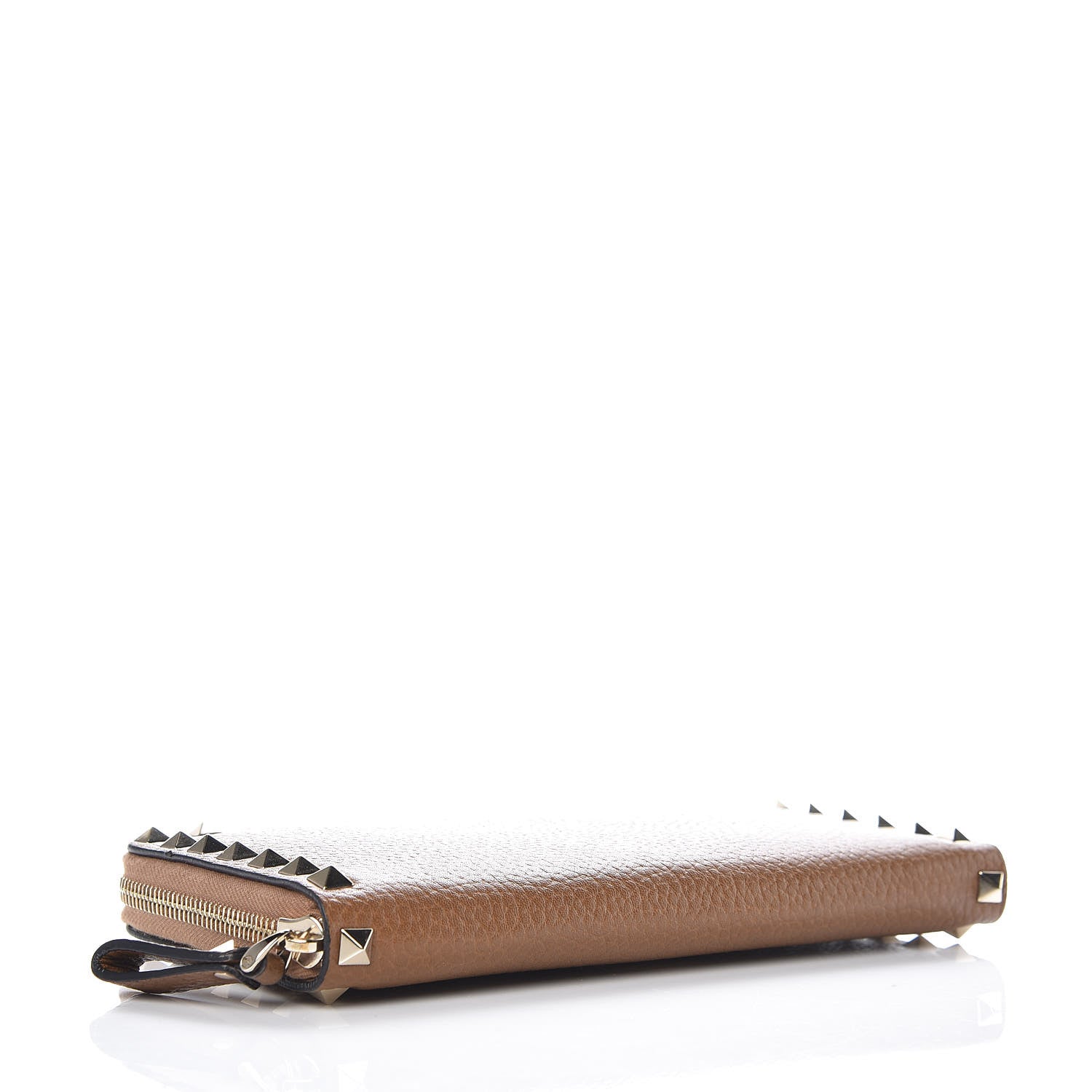 Valentino Garavani Pebbled Calfskin Rockstud Zip Around Wallet Bright Cognac 4 of 8