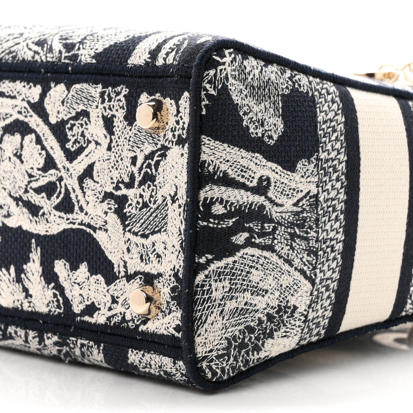 Canvas Toile De Jouy Reverse Embroidered Medium Lady D-Lite Navy