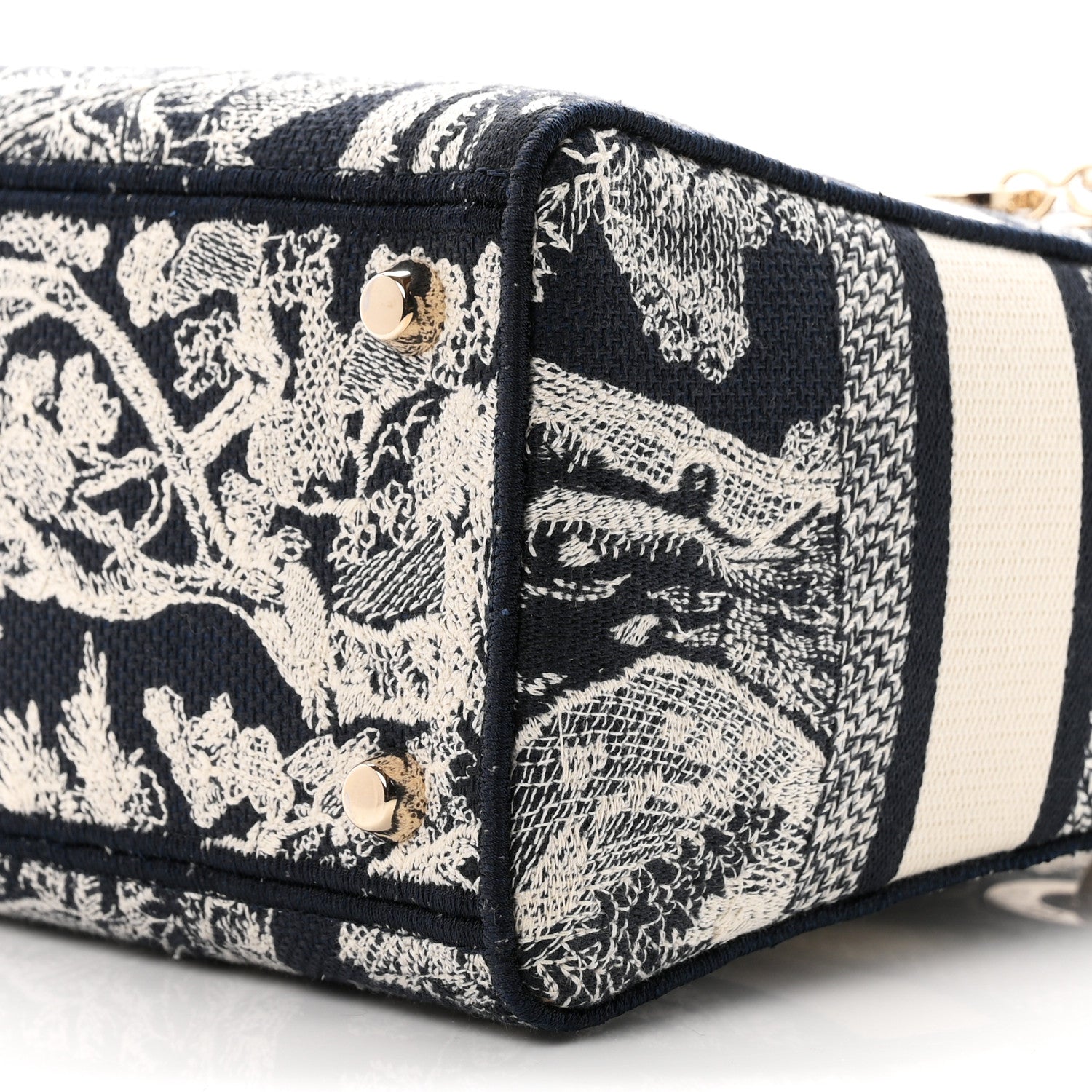 Christian Dior Canvas Toile De Jouy Reverse Embroidered Medium Lady D-Lite Navy 10 of 10