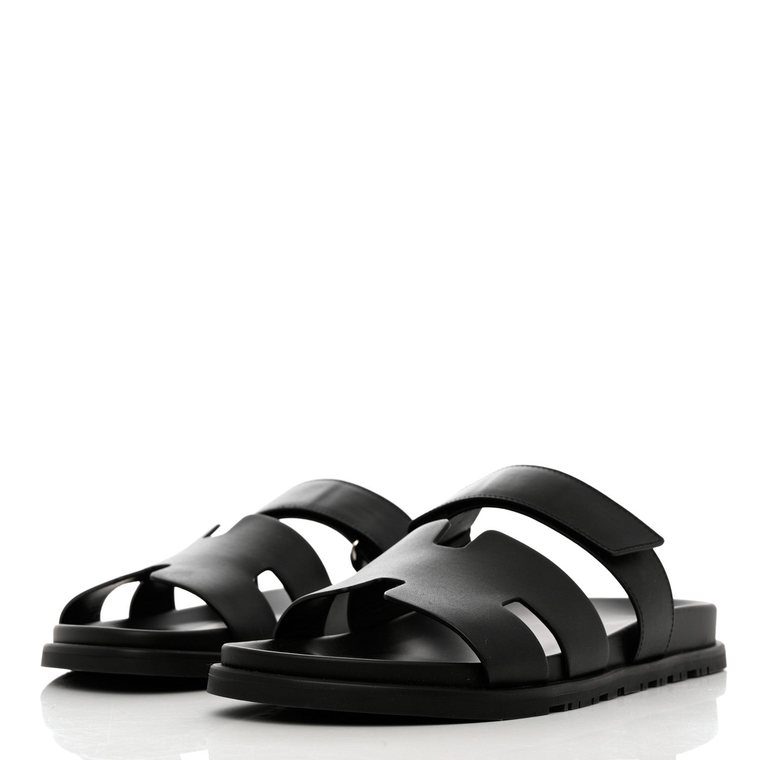 Hermes Calfskin Mens Chypre Sandals 44 Black 3 of 9