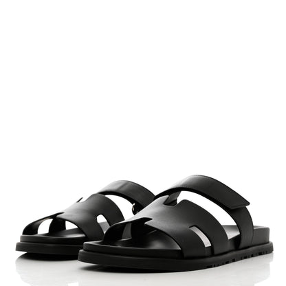 Hermes Calfskin Mens Chypre Sandals 44 Black 3 of 9