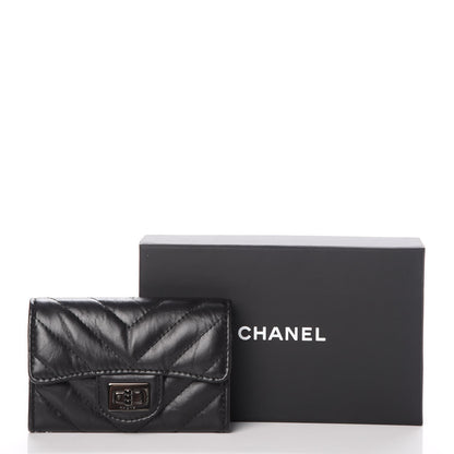 Chanel Aged Calfskin Chevron Reissue Card Holder Wallet So Black 9 of 9