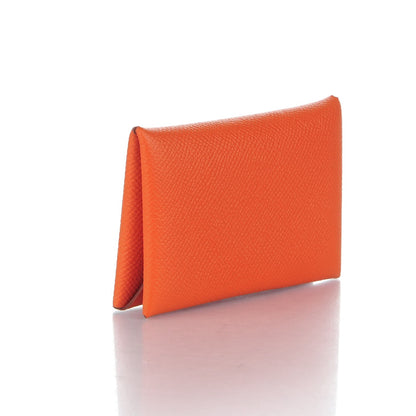 Hermes Epsom Calvi Card Case Orange 3 of 7
