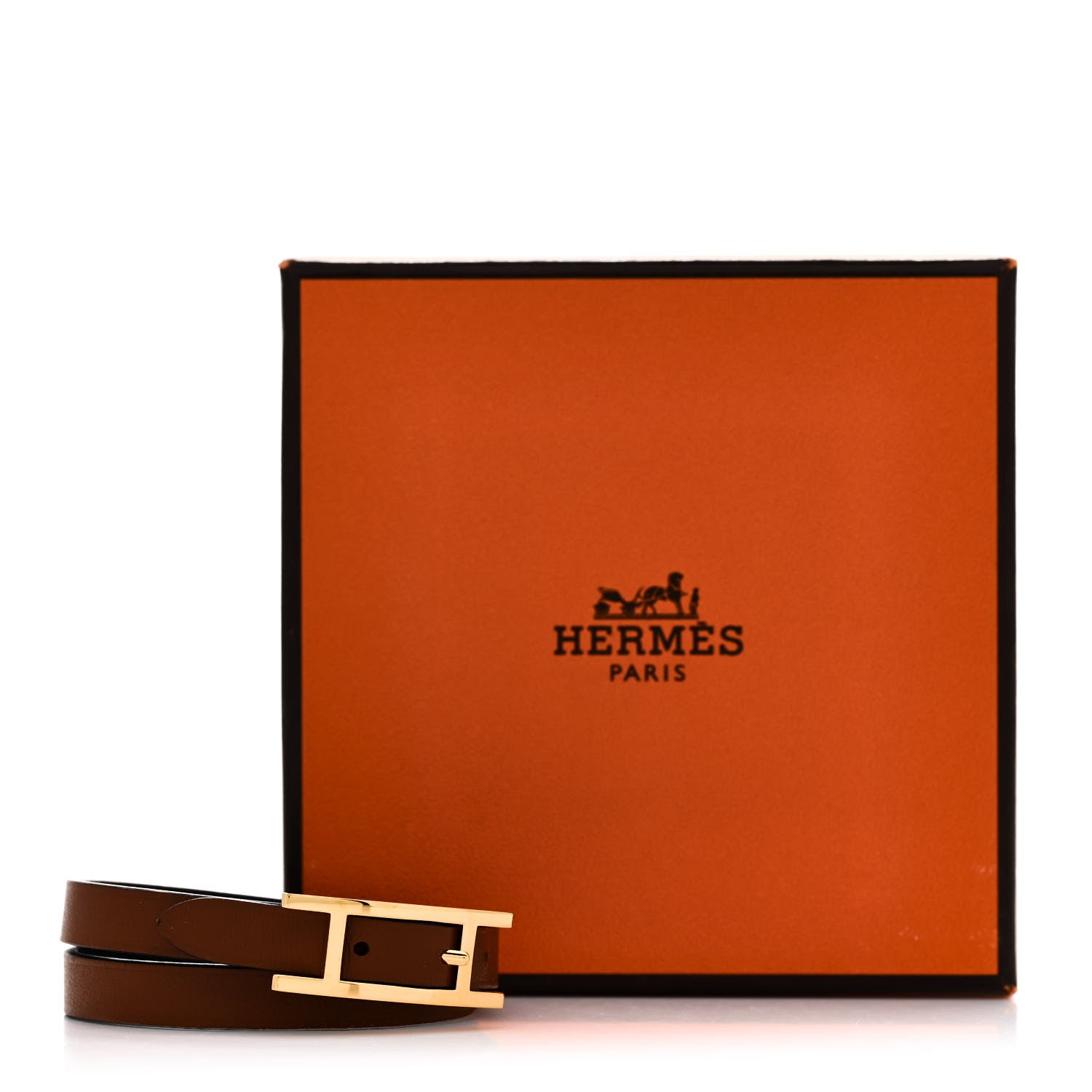 Hermes Chamonix Behapi Double Tour Bracelet T2 Black Fauve 5 of 5