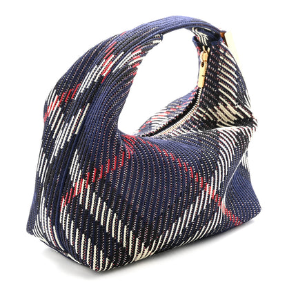 Burberry Canvas Knitted Check Mini Peg Duffle Bag Marine 3 of 11