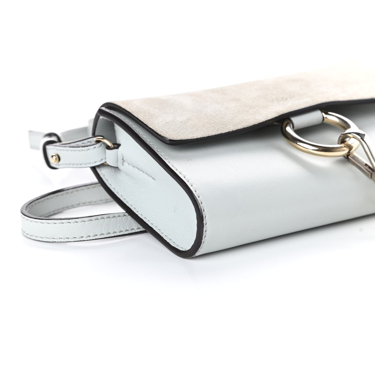 Suede Calfskin Mini Faye Shoulder Bag Airy Grey