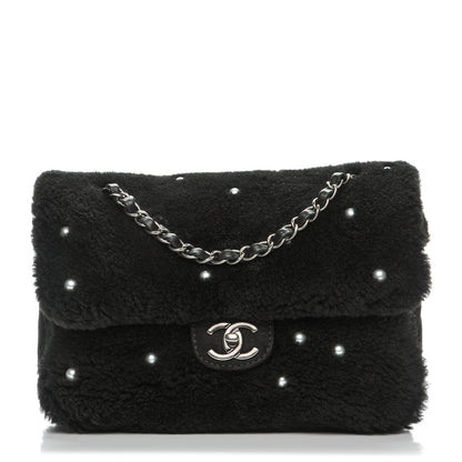 Chanel Shearling Lambskin Pearl Flap Black 1 of 7