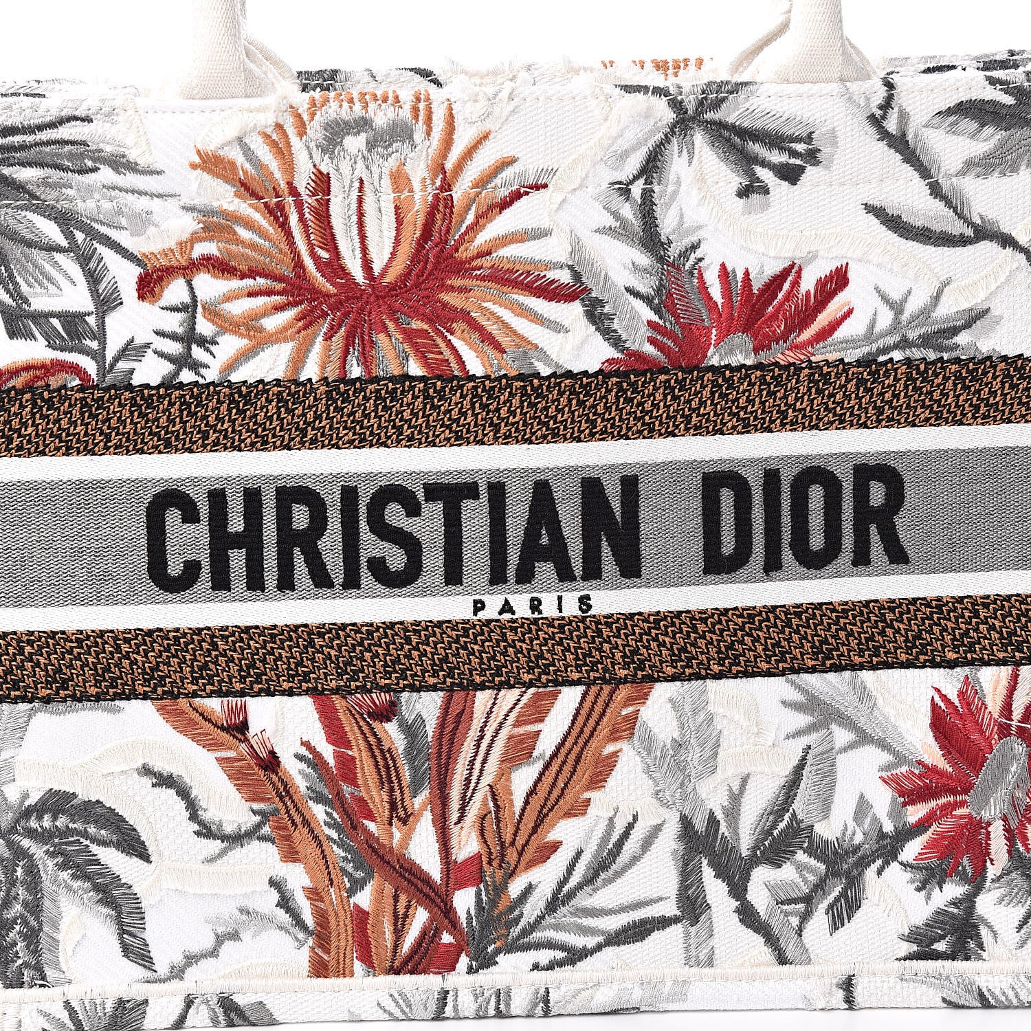 Christian Dior Canvas Embroidered Medium Camouflage Flowers Book Tote Latte Multicolor 10 of 10