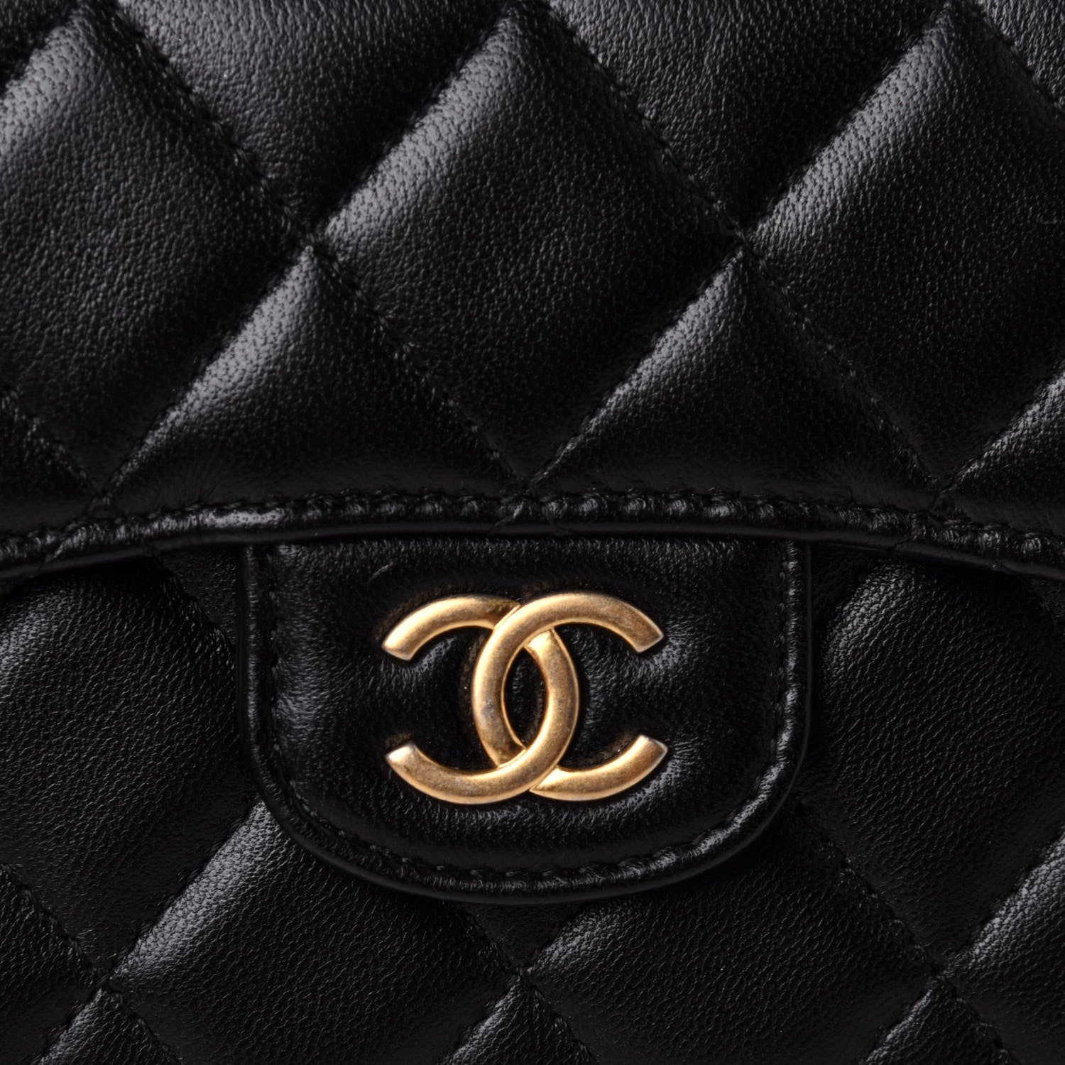 Chanel Lambskin Quilted Top Handle Flap Coin Purse With Chain Black 11 of 12