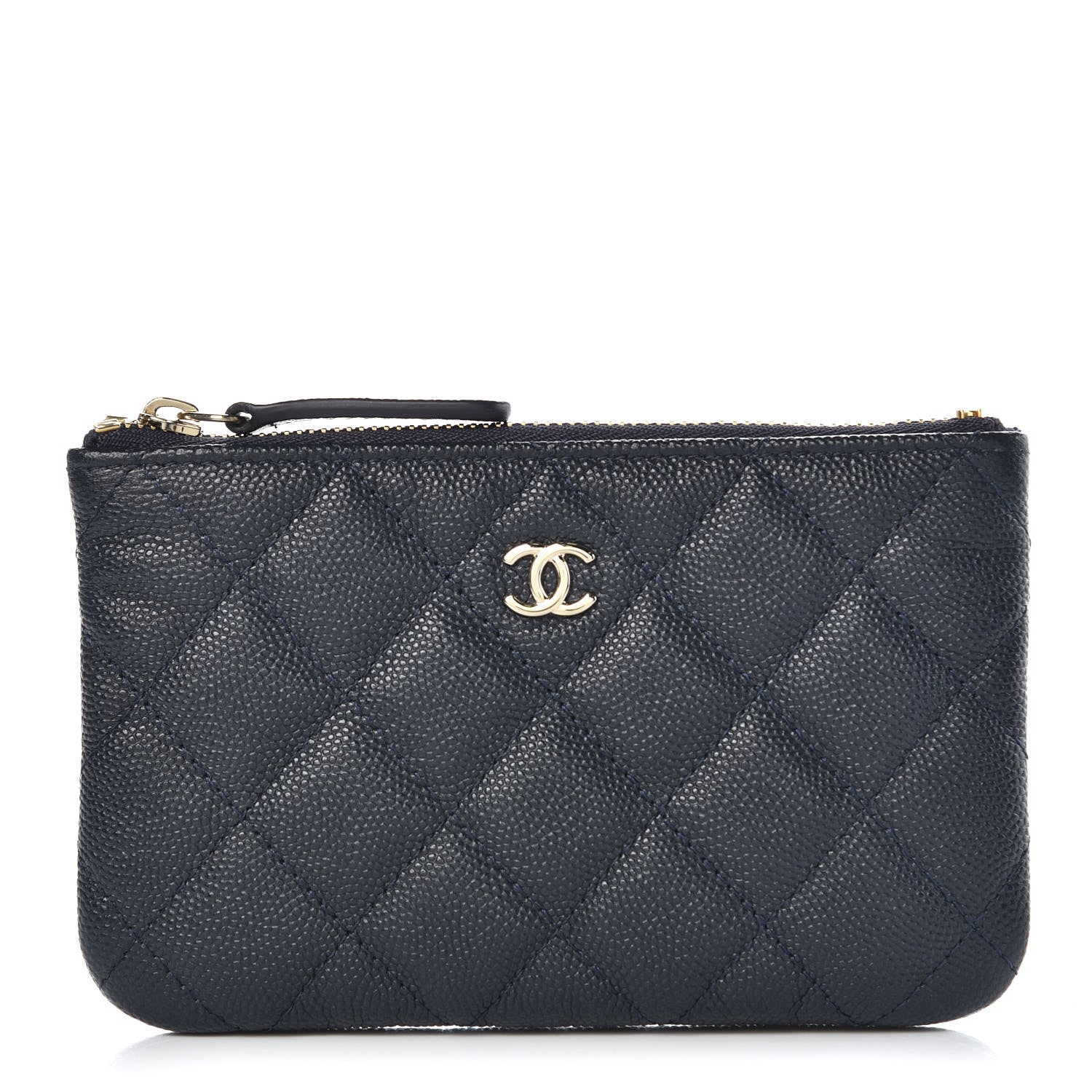 Chanel Metallic Caviar Quilted Small Cosmetic Case Dark Blue 1 of 8