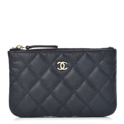 Chanel Metallic Caviar Quilted Small Cosmetic Case Dark Blue 1 of 8