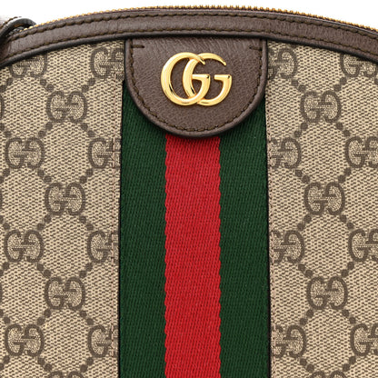 Gucci GG Supreme Monogram Textured Dollar Calfskin Web Small Ophidia Dome Shoulder Bag Beige Ebony New Acero 8 of 11