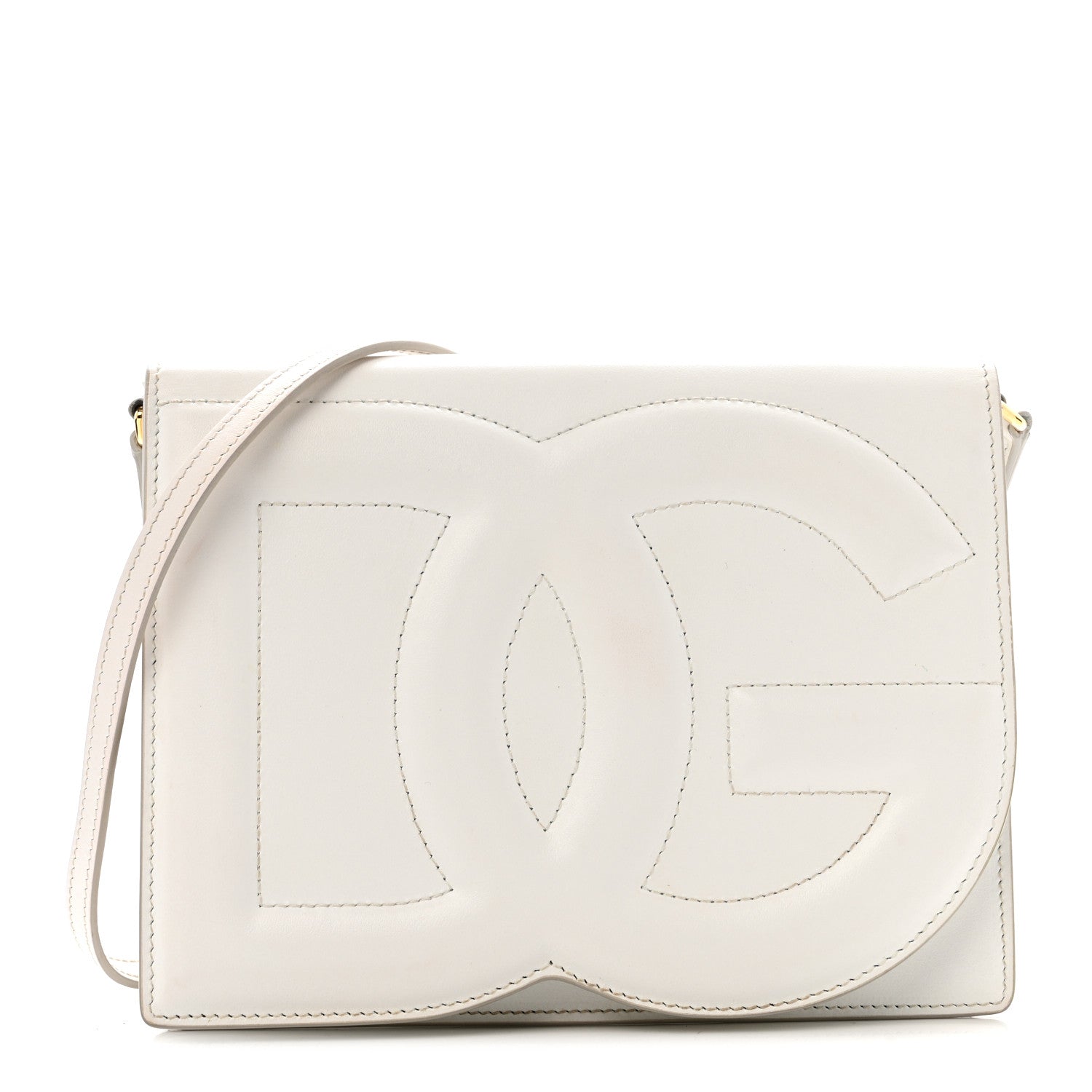 Dolce & Gabbana Calfskin DG Logo Flap Crossbody Bag White 1 of 16