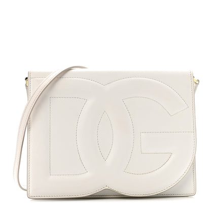 Dolce & Gabbana Calfskin DG Logo Flap Crossbody Bag White 1 of 16