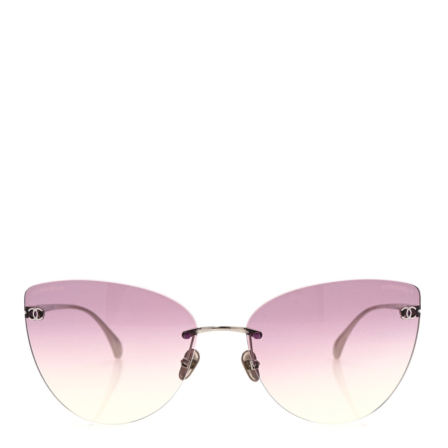 Chanel Titanium Frameless Cat Eye CC Sunglasses 4273-T Purple 4 of 16