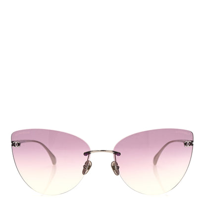 Chanel Titanium Frameless Cat Eye CC Sunglasses 4273-T Purple 4 of 16