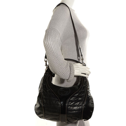 Gucci Patent Leather Medium Snow Glam Hobo Black 2 of 9