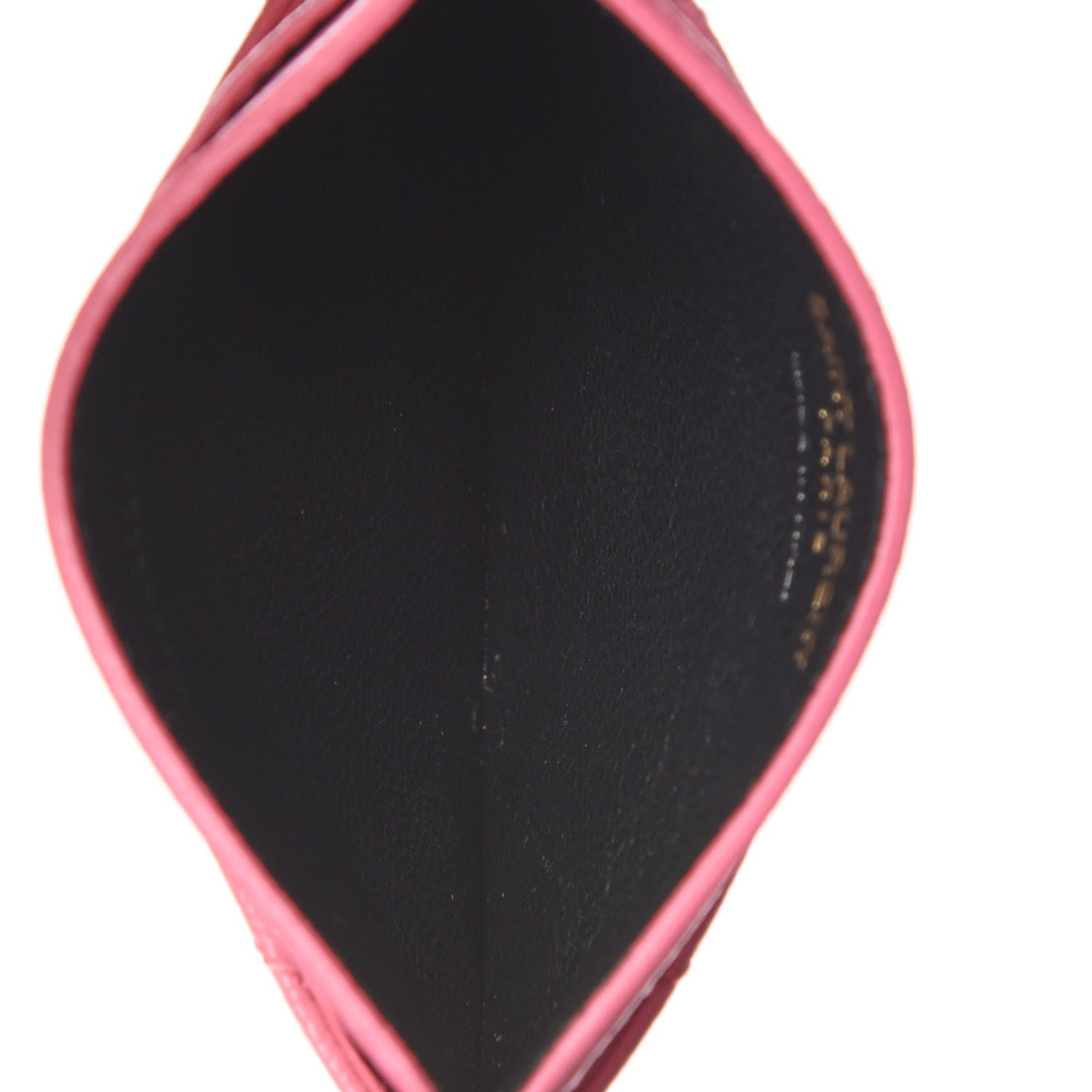 Saint Laurent Grain De Poudre Matelasse Chevron Monogram Credit Card Case Indian Pink 7 of 10