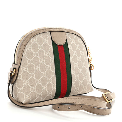 Gucci GG Supreme Monogram Textured Dollar Calfskin Web Small Ophidia Dome Shoulder Beige Mystic White Oatmeal 3 of 11