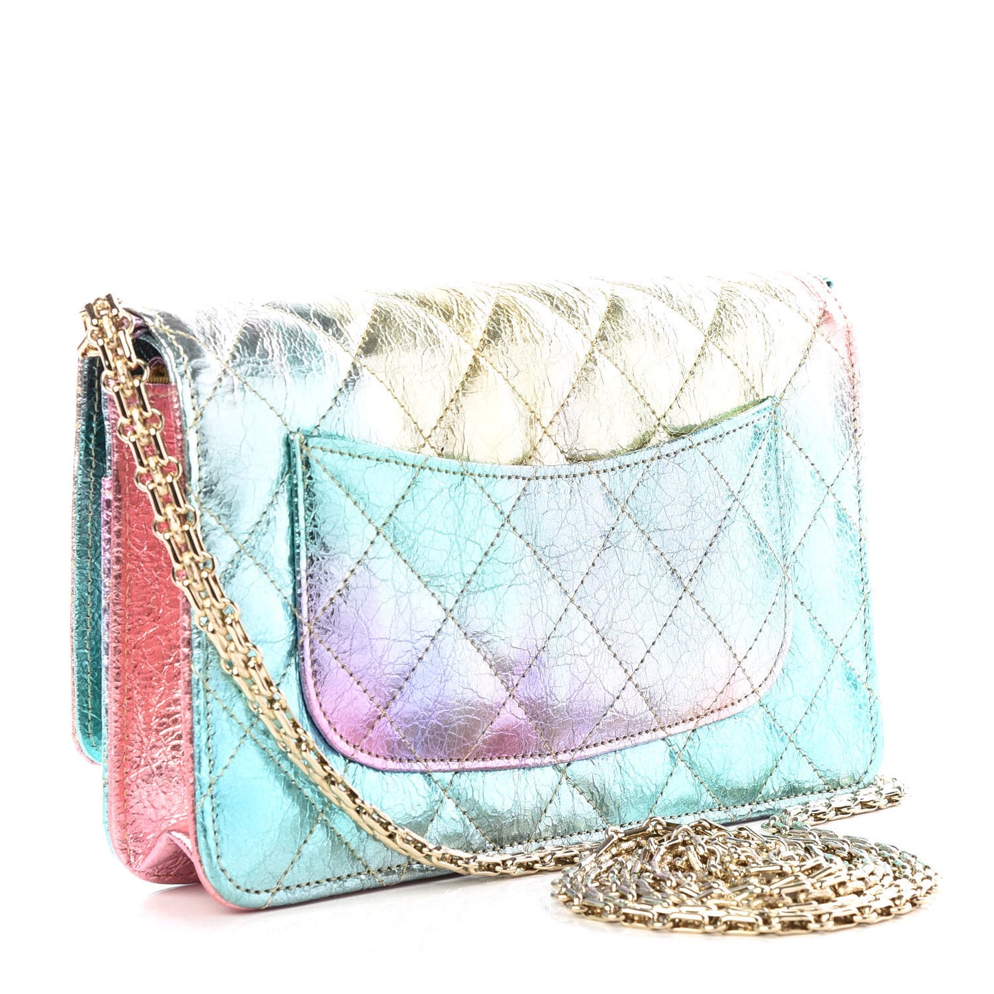 Metallic Goatskin Quilted 2.55 Reissue Wallet on Chain WOC Multicolor