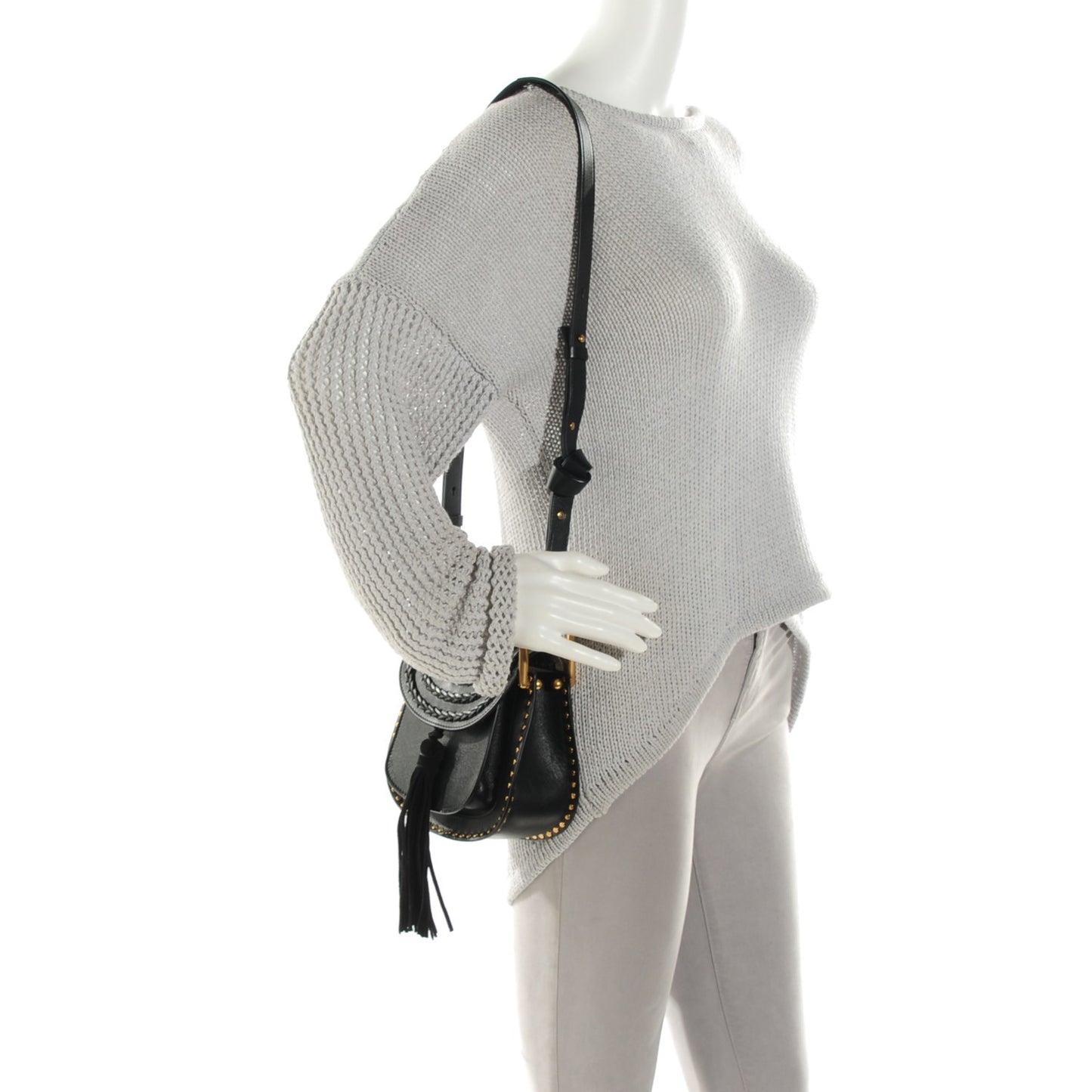 Calfskin Braided Mini Hudson Shoulder Bag Black