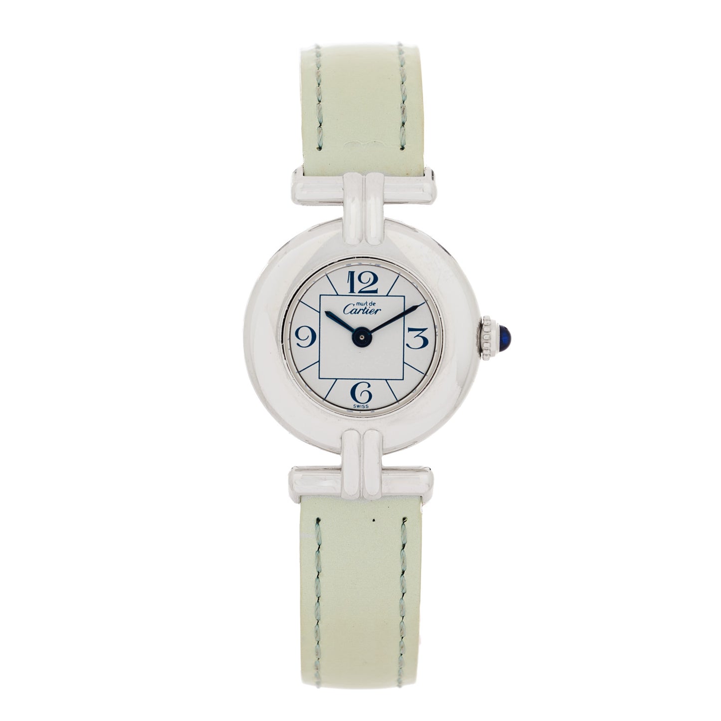 Sterling Silver Calfskin 24mm Must de Colisee Quartz Watch