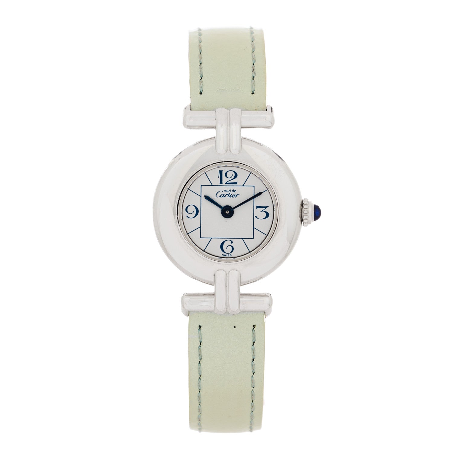 Cartier Sterling Silver Calfskin 24mm Must de Colisee Quartz Watch 1 of 5