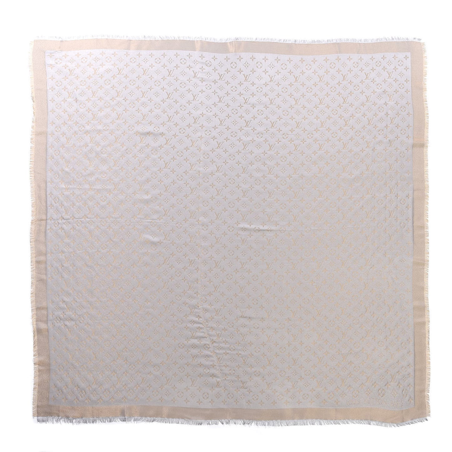 Silk Lurex Wool Monogram Shine Shawl Greige