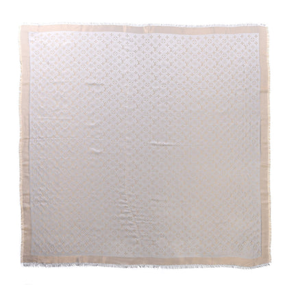 Louis Vuitton Silk Lurex Wool Monogram Shine Shawl Greige 1 of 7