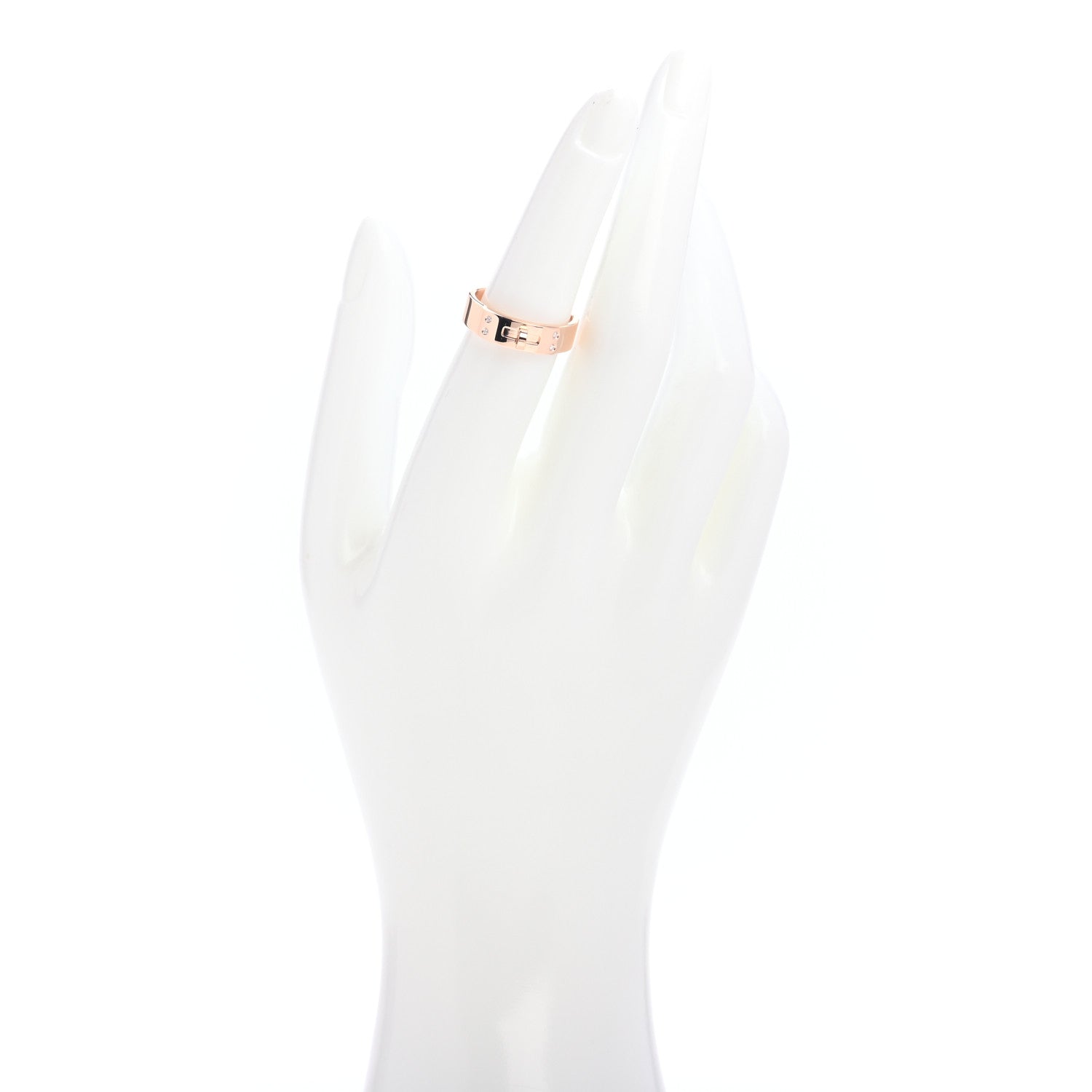 Hermes 18K Rose Gold Diamond PM Kelly Ring 53 6.25 2 of 5
