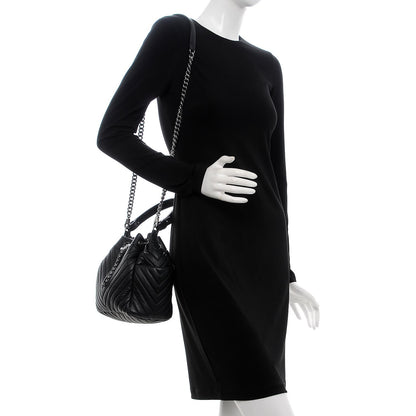 Chanel Deerskin Chevron Small CC Chain Bucket Bag Black 2 of 7