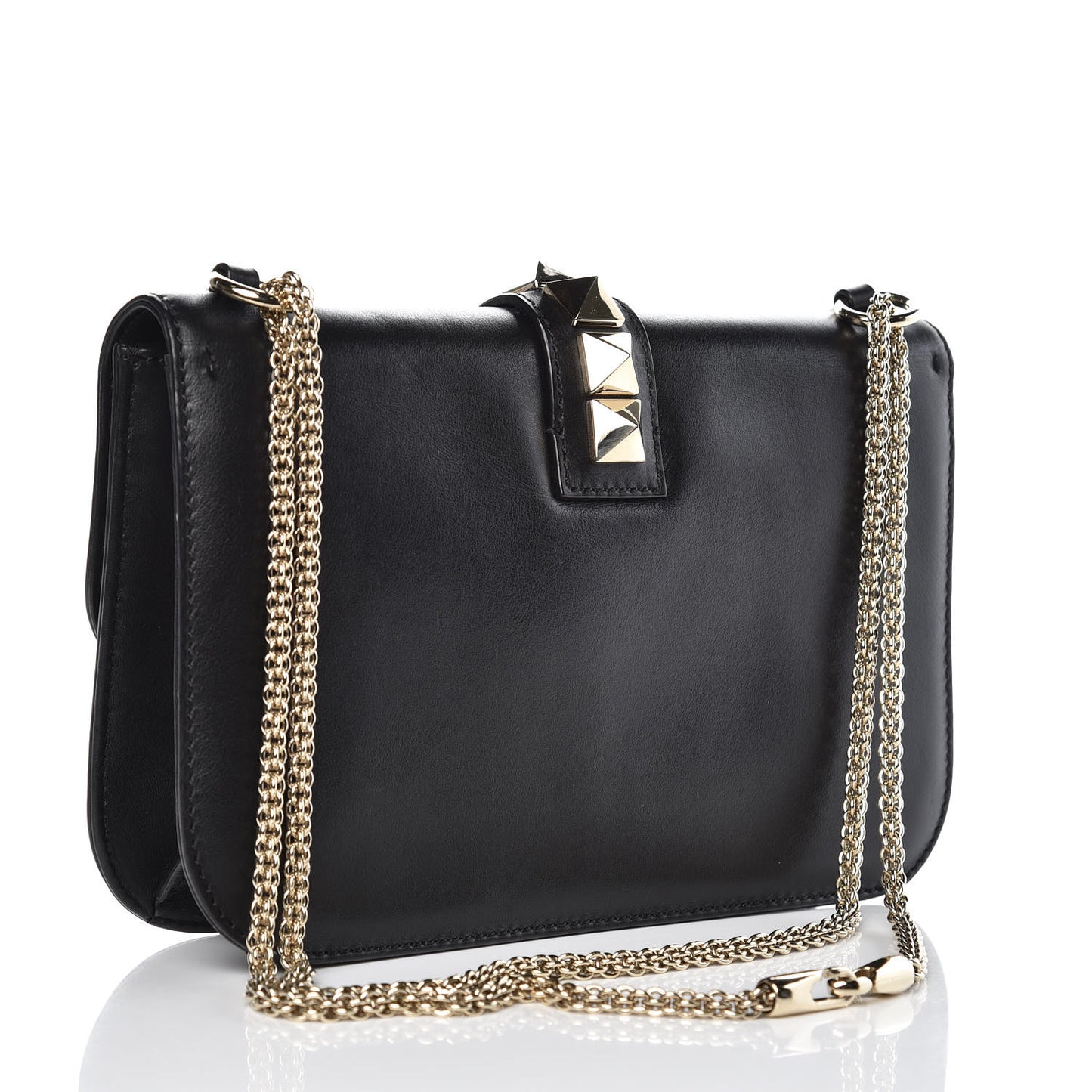 Vitello Medium Glam Lock Rockstud Flap Black