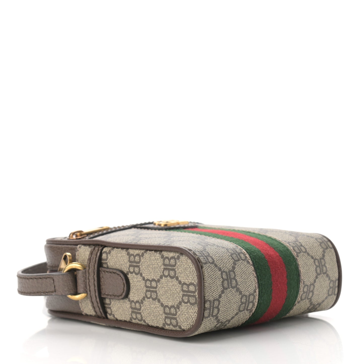 X BALENCIAGA BB Supreme Monogram Web Mini Ophidia Messenger Beige New Acero