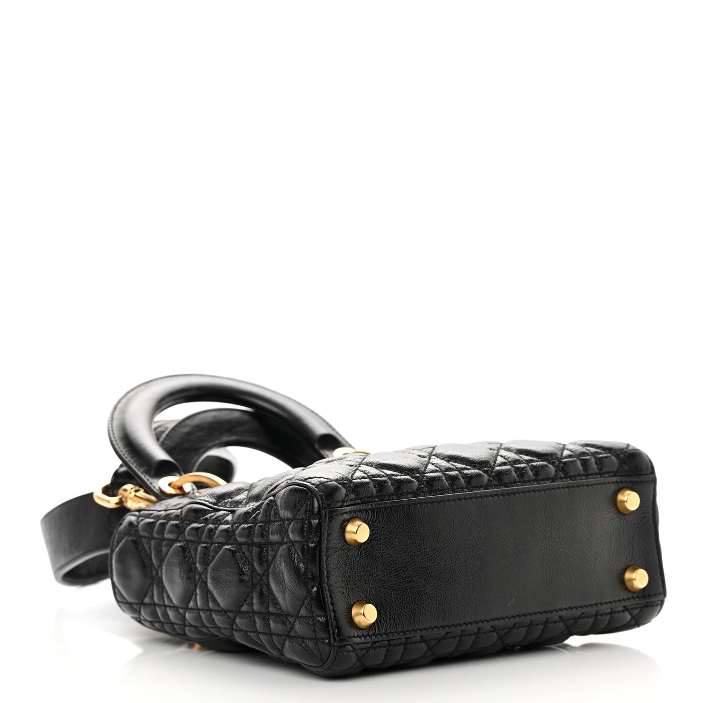 Crinkled Patent Cannage Small Lucky Badges My Lady Dior Black